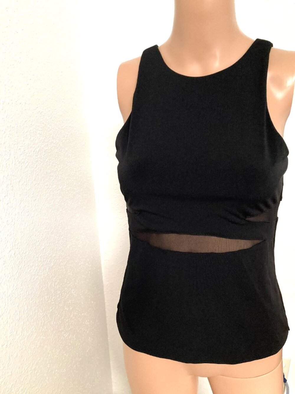 Elizabeth & James Women's Black Sleeveless Top Mesh Front Side Panels